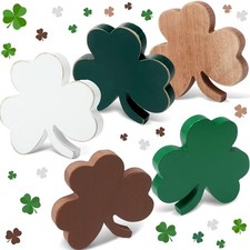 5 Pcs Farmhouse St Patrick's Day Table Wooden Signs Rustic Lucky Shamrock Table