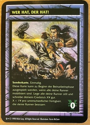 Shadowrun ccg / tcg - PROMO Card in german -  the skills to pay the bills 