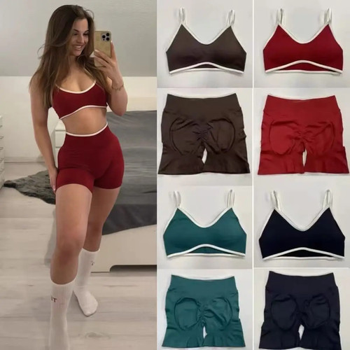 Fitness Suit, Women's Suspender, Contrasting Color Bra, Sports Shock-absorbing S - Picture 4 of 21