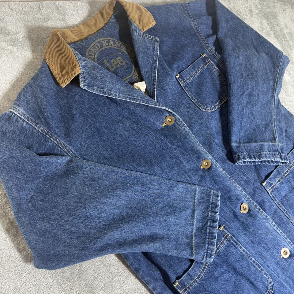 Abrigo de Colección Lee Denim Shop Tareas Trabajo Chaqueta Unión Hecho en EE. UU. Cuello de Pana M Foto 2 de 4