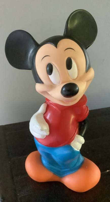 Vintage 1970s | Walt Disney Mickey Mouse Coin Bank Rubber 12” w/Plug illco-Y