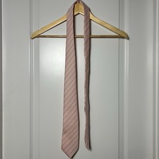 Christian Dior Vintage Blush Pink Diagonal Stripe Silk Blend Tie Coquette Style
