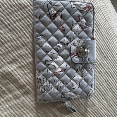 Vera Bradley RFID Blocking Polar Bear Holiday Zip-Around Wallet, Gray/White/Red
