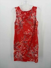 Pre-Owned Talbots Orange Size 6P Floral Knee Length Sleeveless Dress