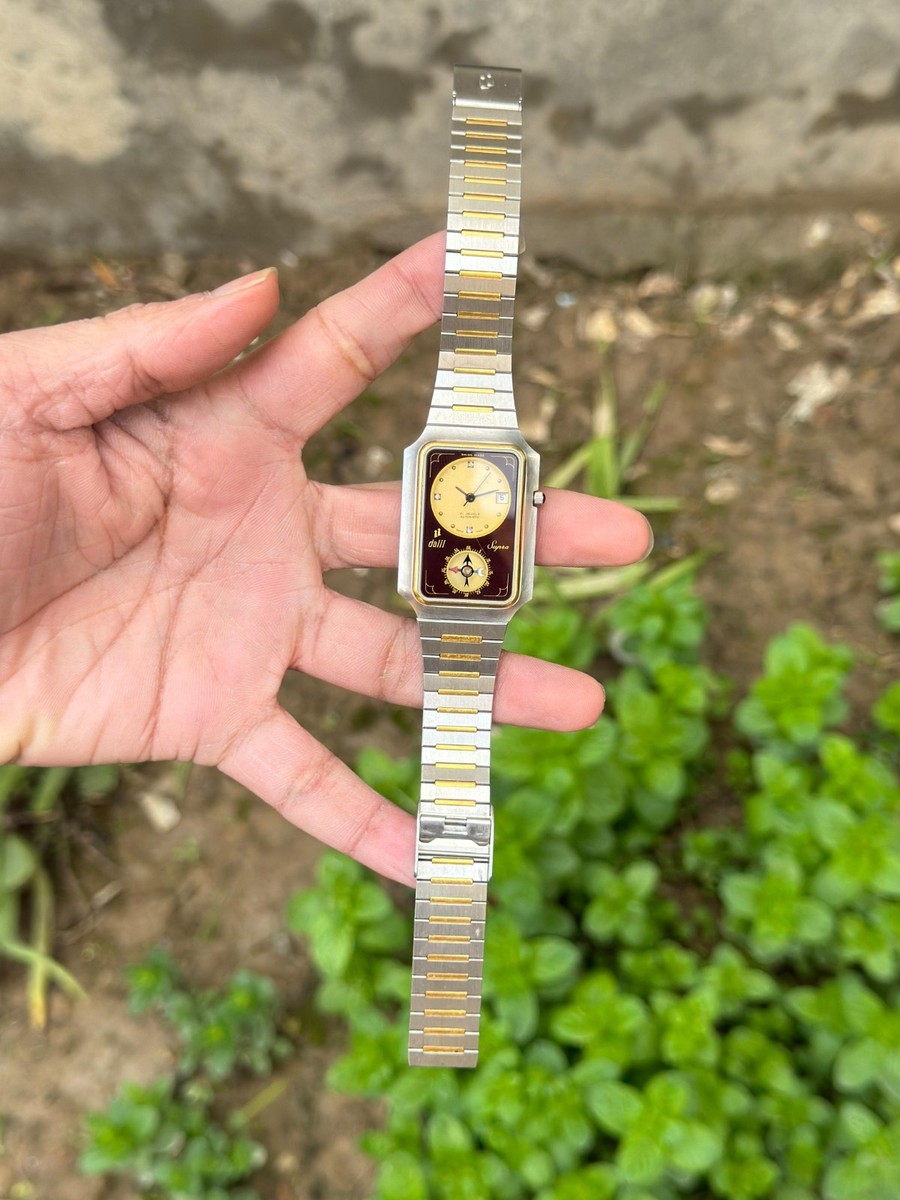 Vintage Dalil Supra Automatic Burgundy & Gold Dial Tank 2671 Swiss Vintage Dalil Supra Automatic Burgundy & Gold Dial Tank 2671 Swiss