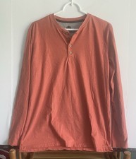 1054-Weatherproof Men s Orange Long Sleeve Pullover Shirt Size Large