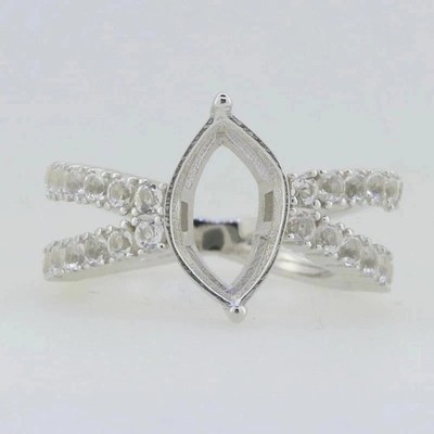 Solid 925 Sterling Silver Semi Mount Ring Setting Marquise 14x7mm