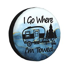 Spare Tire Cover I'm Towed Weatherproof Universal Wheel 14 inch I Go Where