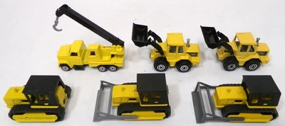 Lot De 6 Véhicules De Chantier Majorette Vintage (Grue, Bulldozer) - Photo 1/3