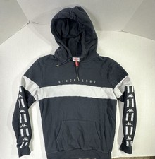 Kappa Since 1967 Hoodie Black Gray Logo Tape Pullover Sweatshirt Men  s L