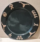 Frankoma Oklahoma USA King Ranch Green 10.5" Dinner Plate Texas Longhorn Pottery