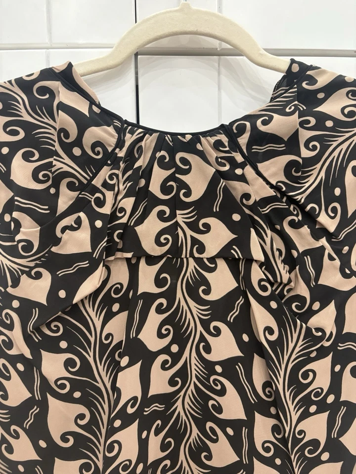 MARNI Edición Invierno 2010 Beige Negro Top Manga Corta IT44 UK12 US8 Foto 2 de 4