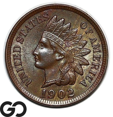 1902 Indian Head Cent Penny, Gorgeous Gem BU++