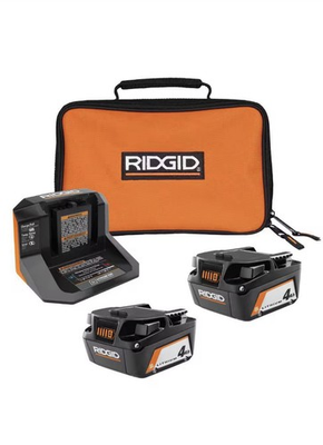 #ad RIDGID 18V 2 4.0 Ah Battery Starter Kit With Charger and Bag AC93044SBN $89.99