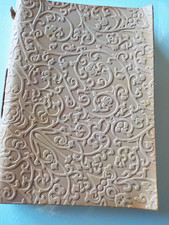 Italian Genuine Leather Journal Embossed Floral Scroll Lined 8.5 x 6.5