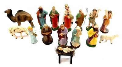 Vintage German 15 Piece Nativity Mixed Lot with Holy Family Most Made in Germany