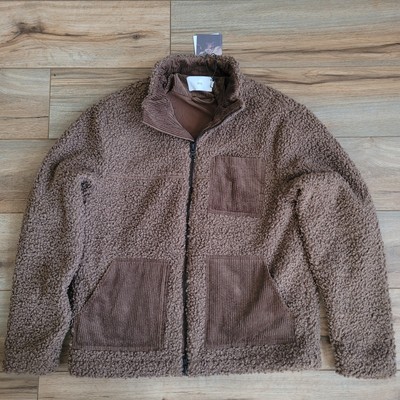 NWT ONIA Sherpa Jumbo Corduroy Jacket Mens Medium Shacket Bison Brown