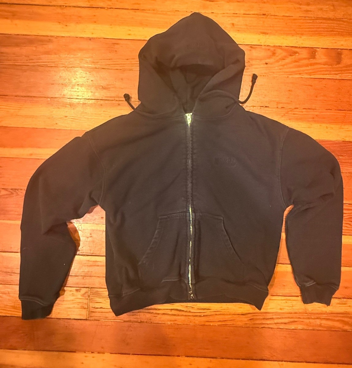 VETEMENTS SS23 fit zip hoodie black zip-up hoodie embroided logo