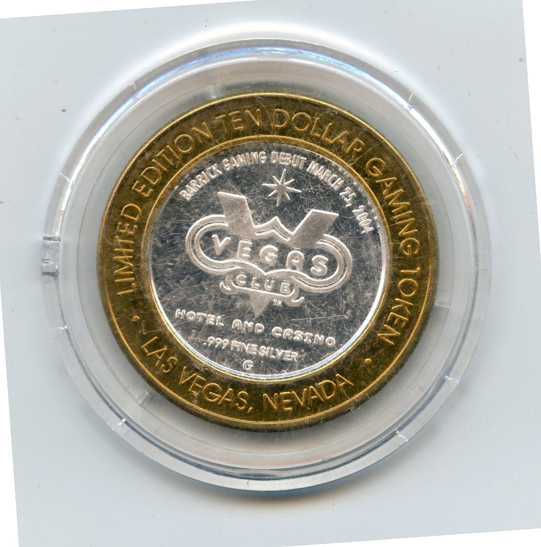 10.00 Silver Strike from the Las Vegas Club Las Vegas Nevada .999