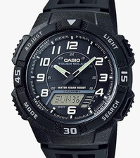 Casio AQ-S800W-1BJH Men's Black Solar Analog-Digital Watch World Time 100M, Fr/s