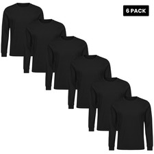 Gildan Men's Long Sleeve T-Shirt 6 Pack Heavy Cotton Black S-3XL Tee