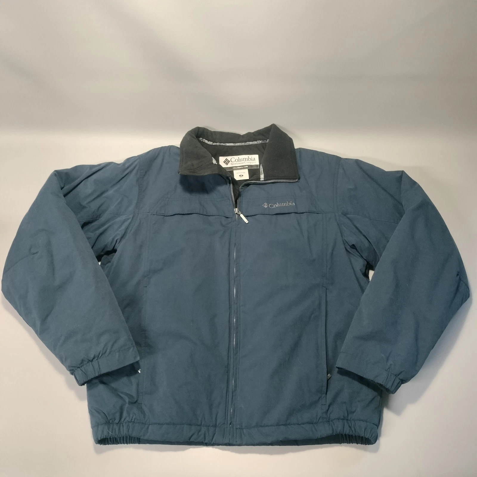 Columbia Blue Insulated Fleece Lined Full Zip Windbreaker Jacket Mens Size M