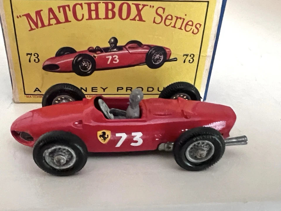 MATCHBOX LESNEY FERRARI RACE CAR -No. 73 A-MIB - ORIG DRIVER & ORIG BOX-MUST SEE - Image 2 of 4