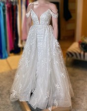 NWT Sherri Hill Ivory Wedding Dress Detachable Overskirt - 2 In 1 Dress - SZ 4