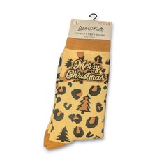 Christmas Holiday Socks Adult Women Size 9-11 - Leopard Print