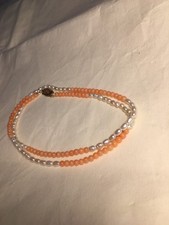 Feinste echte Korallen-Perlenkette Zuchtperlen 43cm lang