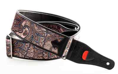 Right On Straps Steady Talisman Paisley Velvet Brown High Quality Guitar Strap
