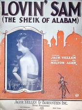 Lovin' Sam The Sheik of Alabam 1922 Sheet Music Piano Vocal Milton Ager