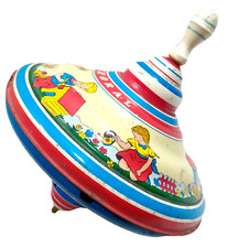 Vintage Choral Spinning Top Tin Lithography Toy Made In Germany by Ohio Art