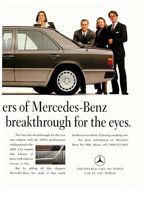 Mercedes Benz 300E Luxury Sedan Double Page Vintage 1990 Print Ad