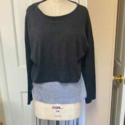 Double layer comfy stretch knit top, charcoal and light gray. NWT Sizes M, L, XL