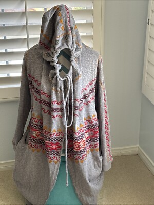 Johnny Was Warm Hoodie Duster Cardigan Long  NWT S