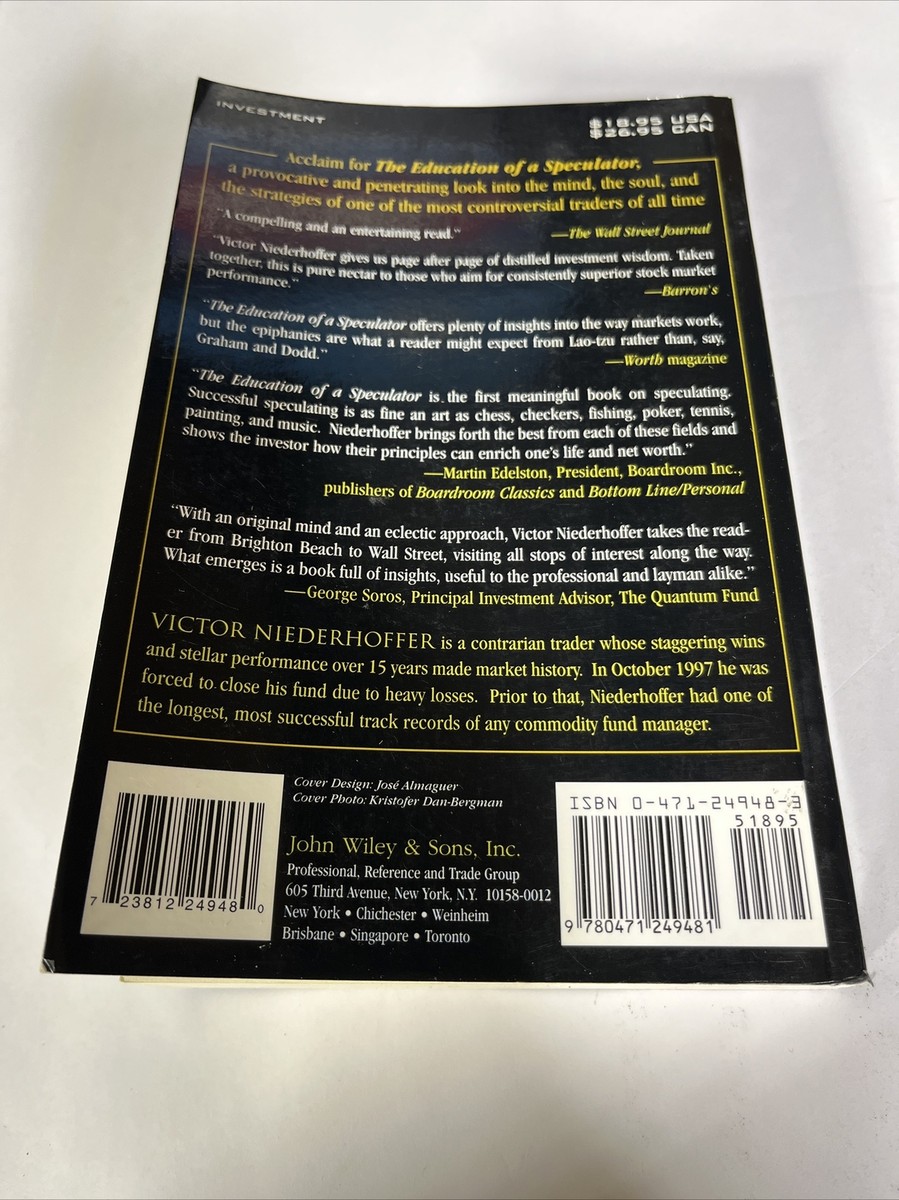 Education of a Speculator Paperback by Niederhoffer Victor