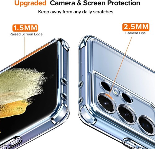 Handy Hülle Samsung Galaxy S21 Ultra Full Cover Silikon Tasche TPU Clear Case - Picture 3 of 8