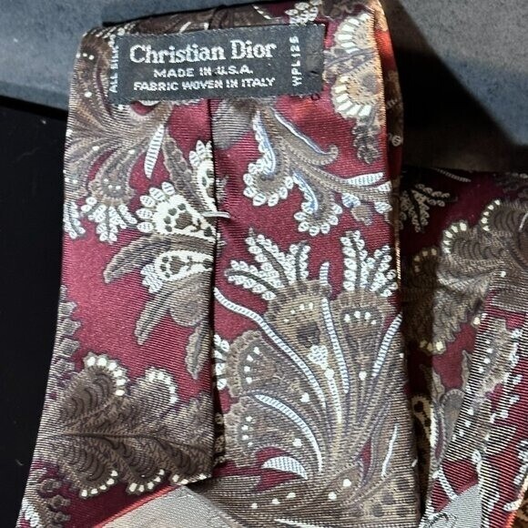 Dior Mid Century Modern Ties Neckwear Tie 100% All Silk Brown Baroque Paisley thumbnail 14