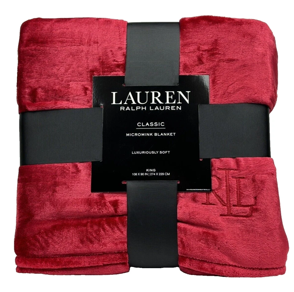 Manta Micromink Clásica Ralph Lauren San Valentín Roja Suave King Talla 108"x90" Foto 2 de 4