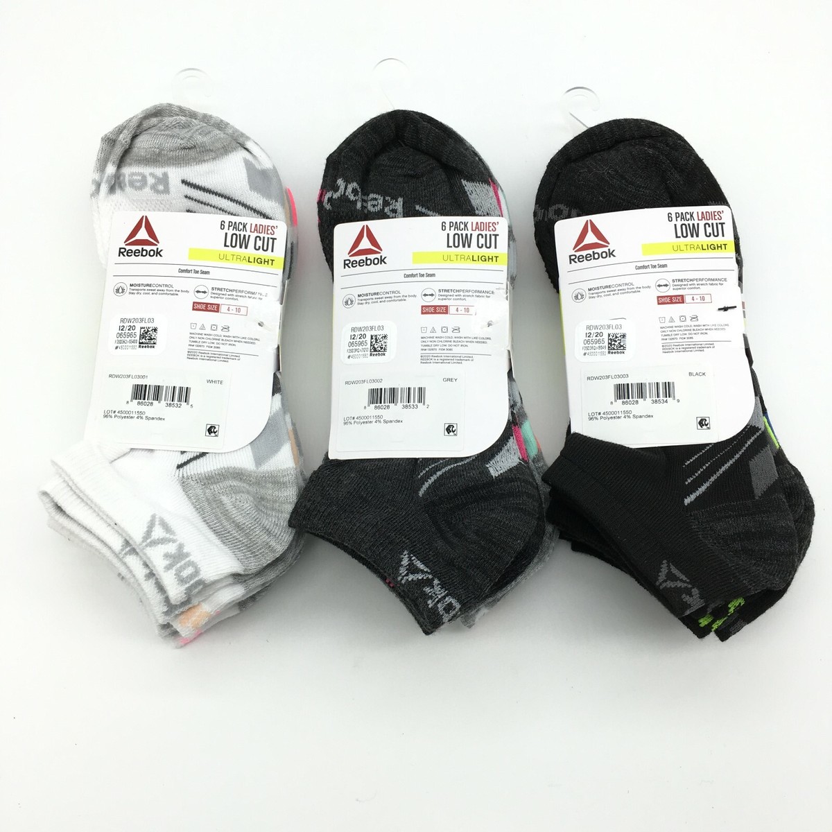 Reebok Socks Cushion Low Cut Socks 6 PK Ultralight Training sock