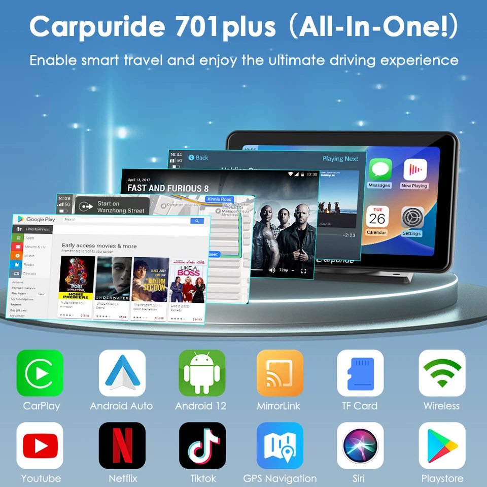 Carpuride 2024 701Plus Dual BT 4+64G Android 12 Autoradio Kabellos Apple CarPlay - Bild 2 von 4
