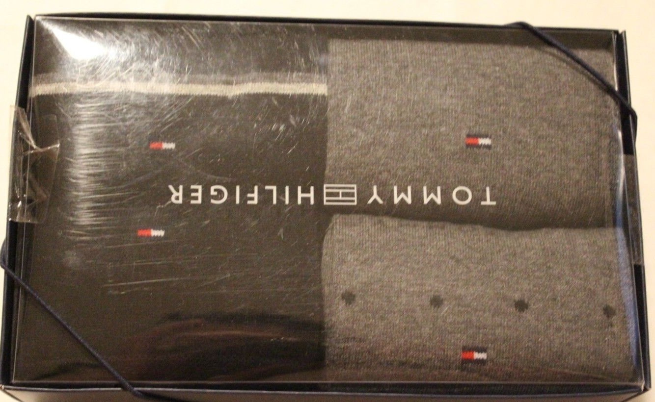 New Men's Crew Dress Socks Tommy Hilfiger 4 pairs Gift Box