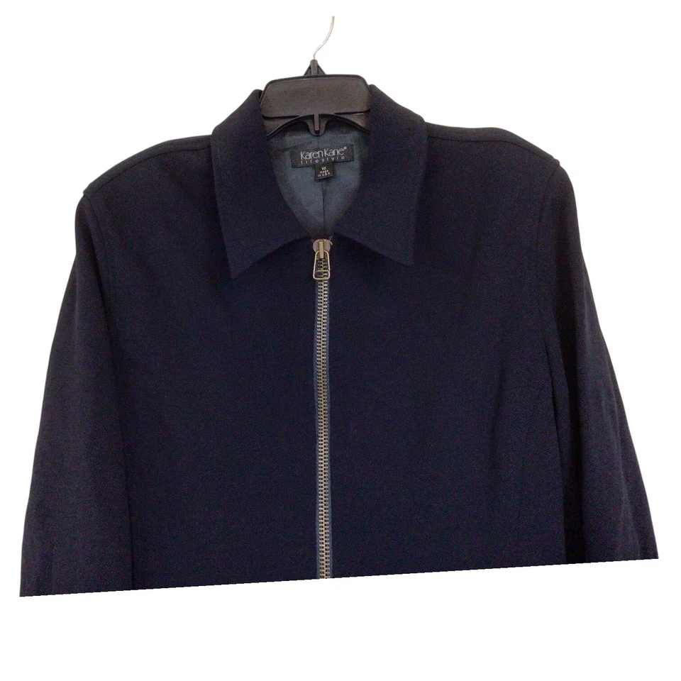 Chaqueta vintage Karen Kane Lifestyle para mujer talla 10 azul marino con cremallera ver medidas Foto 2 de 4