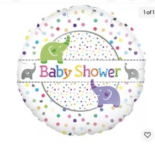 Baby Shower 18" Foil Helium Balloon With baby elephants on polkadot affect