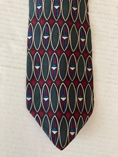 Pattinni Men's Necktie Tie Silk Maroon Green Blue Geometric Made in USA