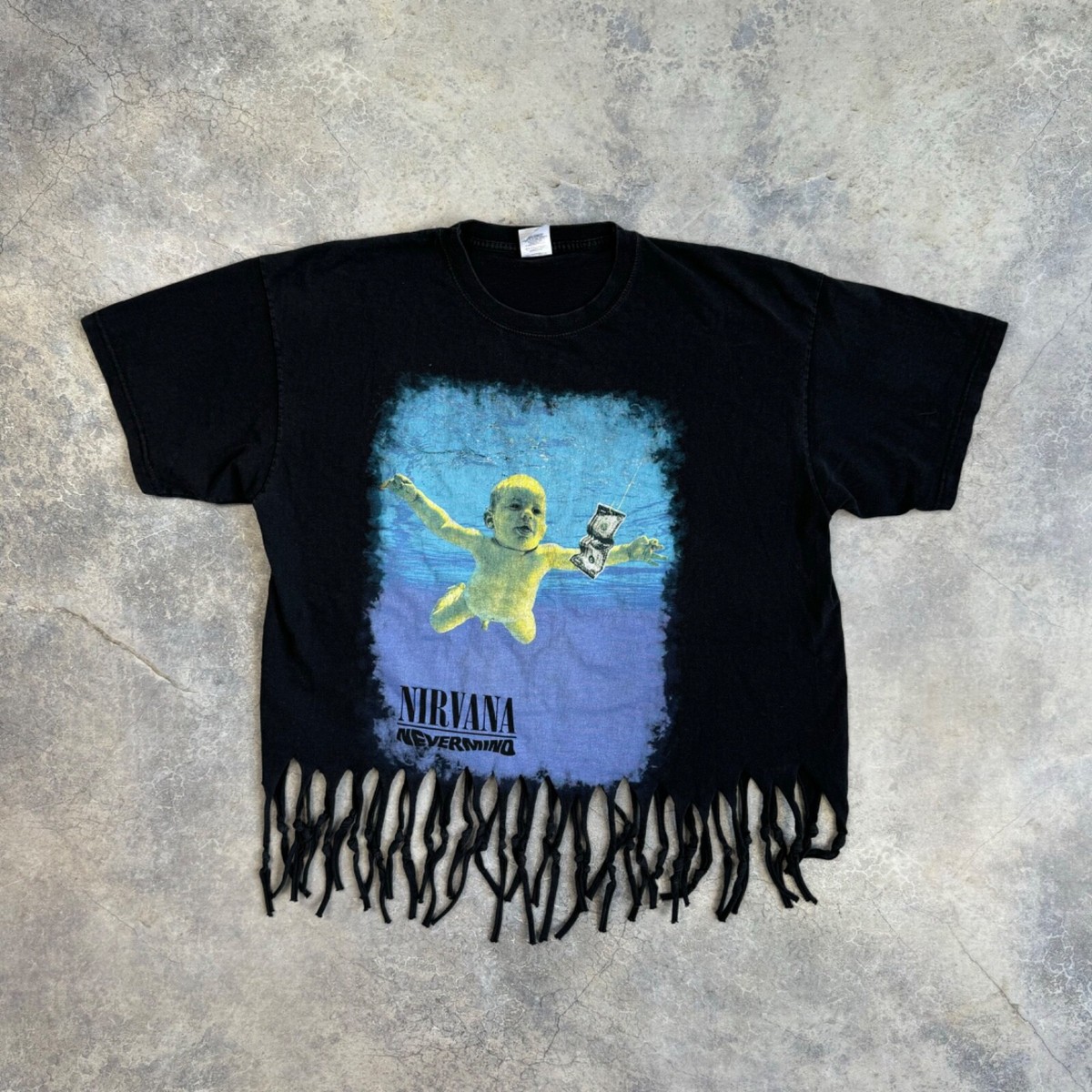 VINTAGE Y2K NIRVANA NEVERMIND CROPPED BAND ROCK T-SHIRT XL 90s