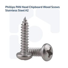 M6 X 50MM PHILLIPS DRIVE PAN HEAD CHIPBOARD WOOD SCREWS A2 STAINLESS STEEL