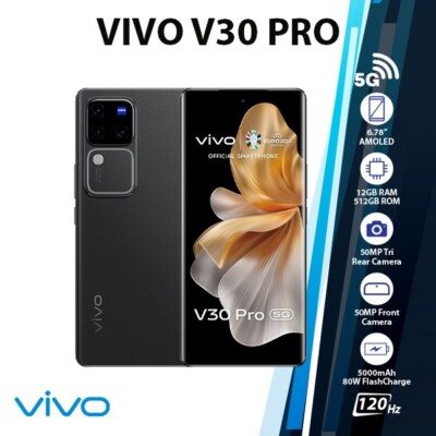 VIVO V30 Pro Android Mobile Phone (Black/12GB+512GB/Dual SIM