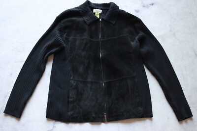 VTG Cubavera Sz XL Mens Black Pig Suede Black Full Zip Jacket